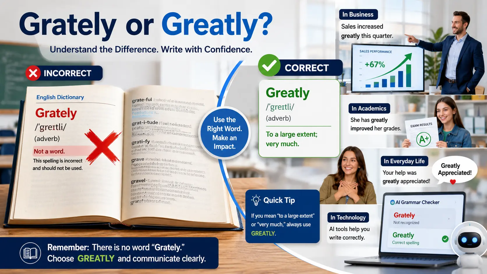 grately or greatly