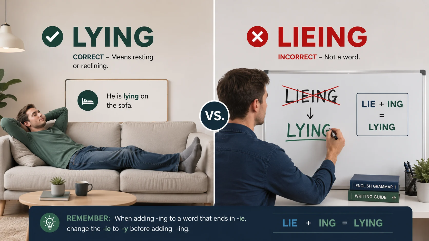 lying or lieing